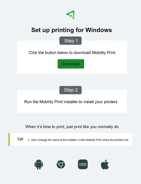 mobility print download dialogue box
