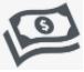 Currency note graphic, black & white, with dollar symbol