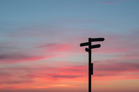 Crossroads in the evening
