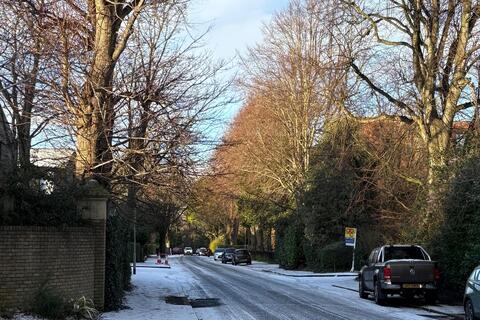 Icy road in Belfast