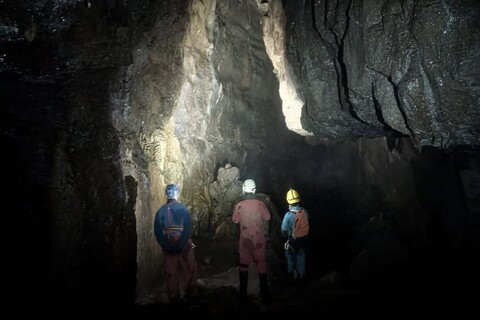 Caving Club members inside cave