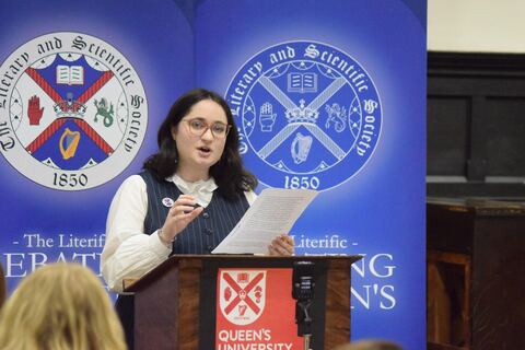 Student Elizabeth speaking at Literific BookTok debate
