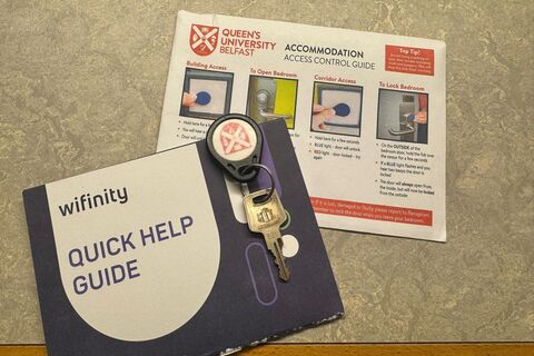 Elms BT9 check in key and leaflet