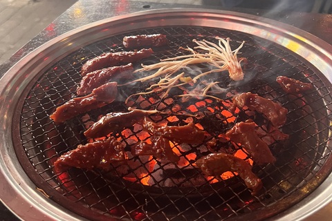 Meat grilling at Gogi Korean BBQ