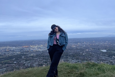Student Raeesa standing at the top of Cave Hill