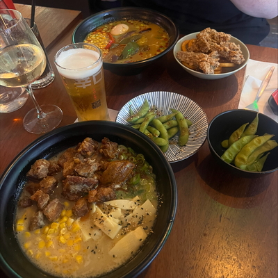 Bowls of food in Ragin Ramen