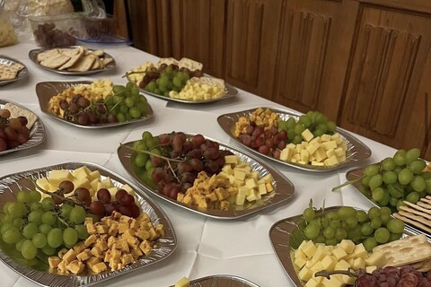 Food platters at Wine and Cheese Society event