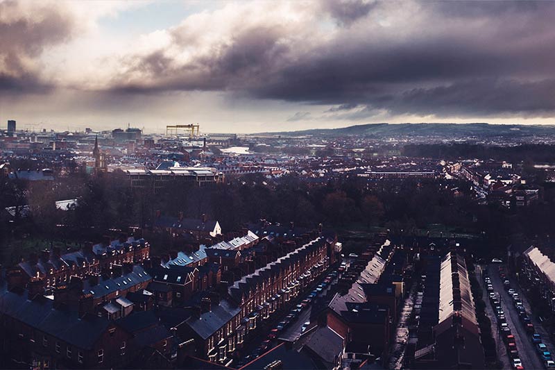 View of Belfast skyline from top of Ashby Building